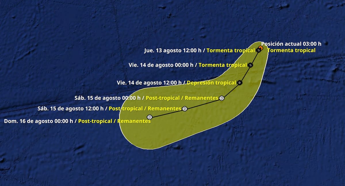 Trayectoria de la tormenta tropical Hernán. | Crédito: Conagua/SMN
