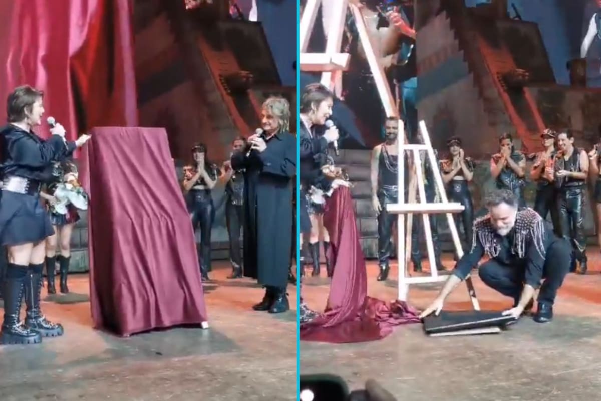 Alejandra Guzmán rompe accidentalmente la placa del primer aniversario de “Malinche el musical” en plena revelación (VIDEO)