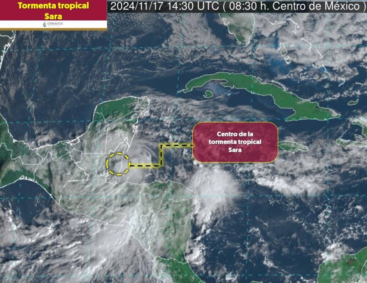 Alerta por Tormenta Tropical Sara. | Crédito: SMN