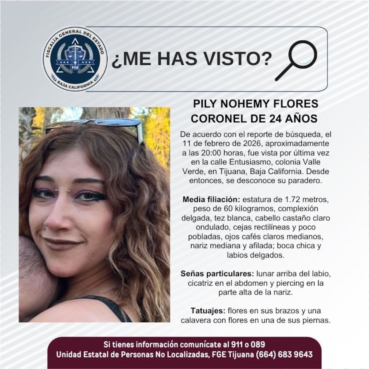 Fue vista por última vez el 11 de febrero de 2026.