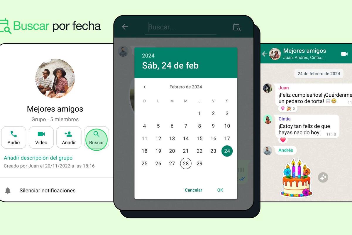 WhatsApp activa una opción para buscar mensajes por fecha