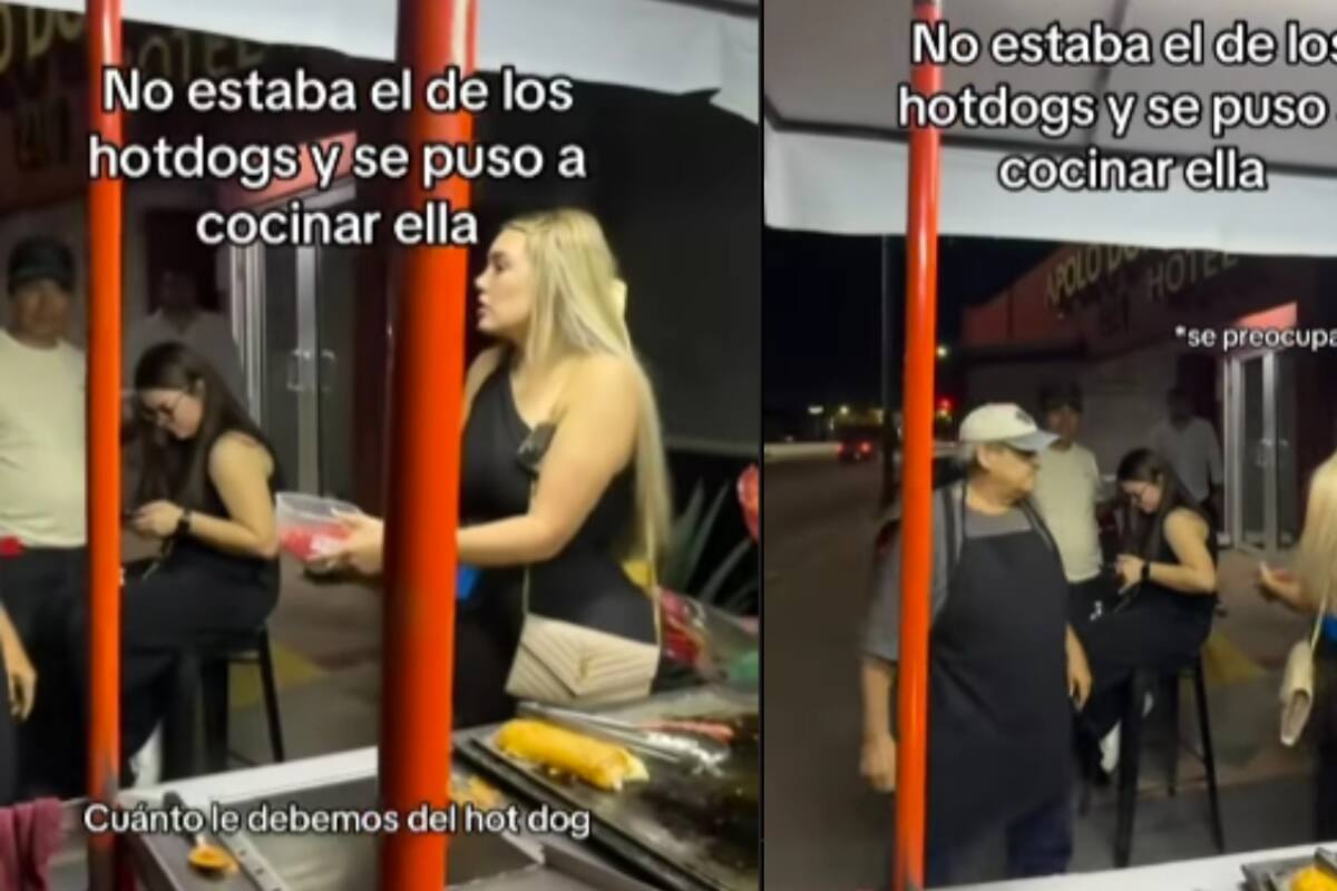 Mujer encuentra la carreta vacía de los hot dogs y decide ponerse a cocinar