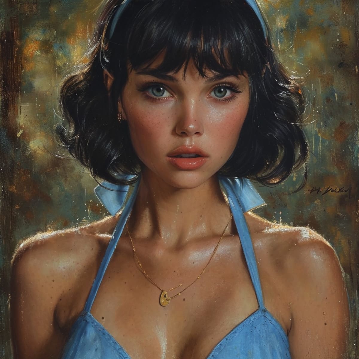 Belleza Personalizada: La IA ofrece una visión personalizada de Betty Mármol, mostrándola con un collar diferente y una piedra blanca, demostrando la capacidad de la tecnología para reinterpretar personajes icónicos.