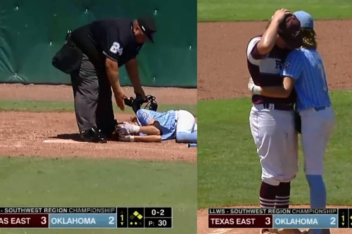 Se vuelve viral video en el que niño beisbolista golpea a bateador y es consolado por su rival tras sentirse culpable