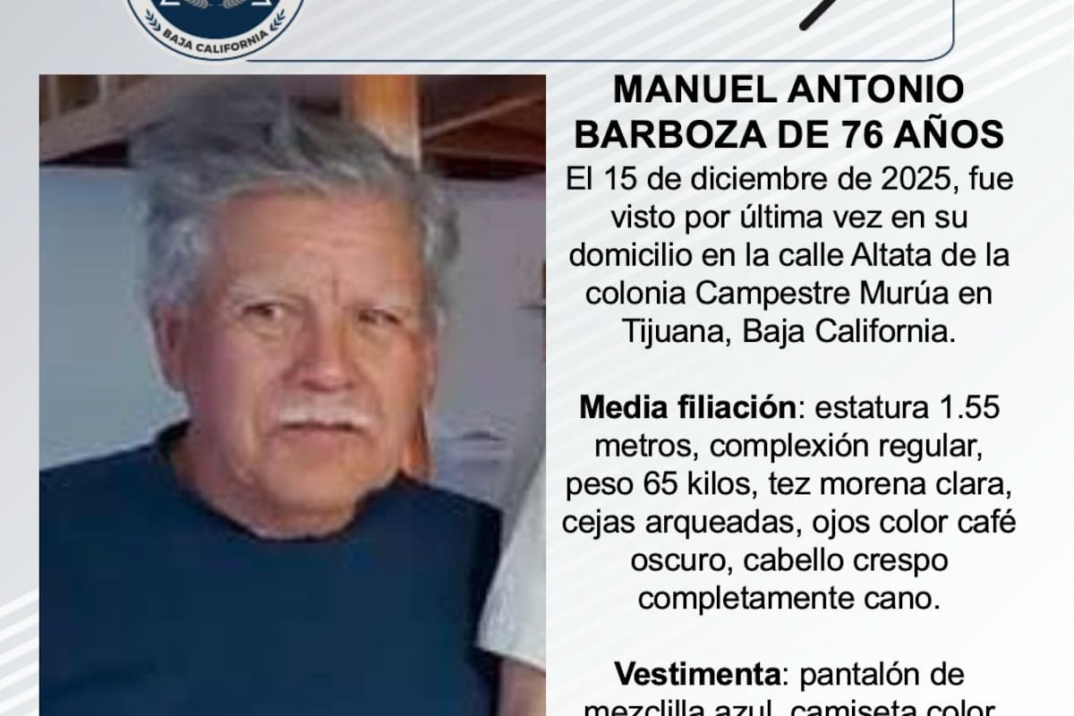 Se busca a Manuel Antonio Barboza de 76 años de edad