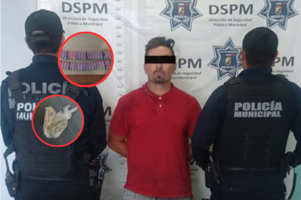 Lo detuvieron por circular en sentido contrario; traía escopeta, cartuchos y droga