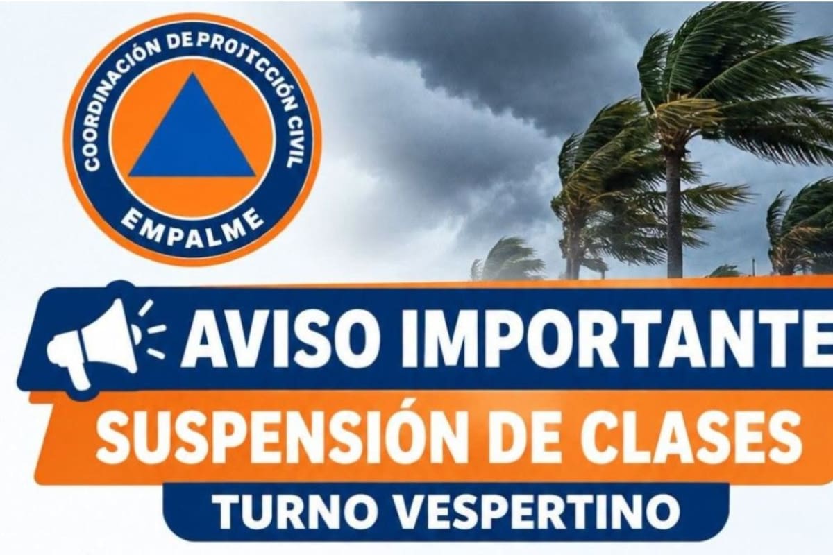 Suspenden clases del turno vespertino en Empalme este lunes 14 de septiembre por tormenta y fuertes vientos