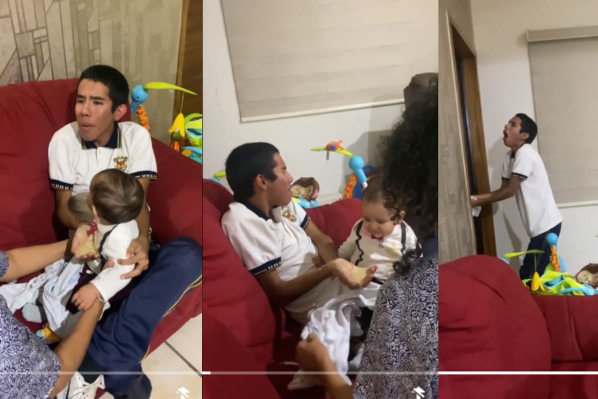 VIDEO: la reacción de este adolescente tras ser vomitado por un bebé se viraliza en TikTok