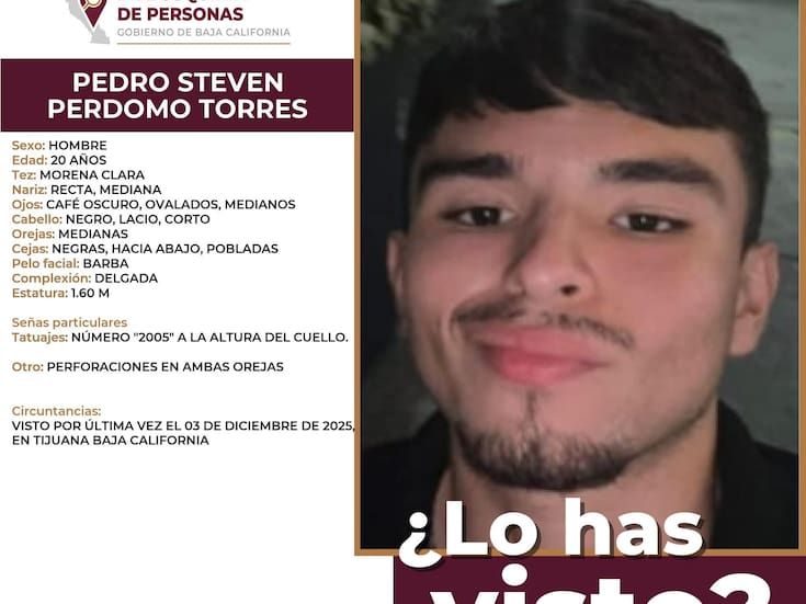 Buscan a colombiano Pedro Steven desaparecido en Tijuana