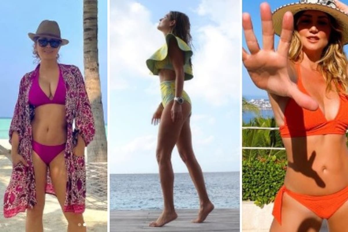 Estas son las famosas que recibieron el 2021 en bikini