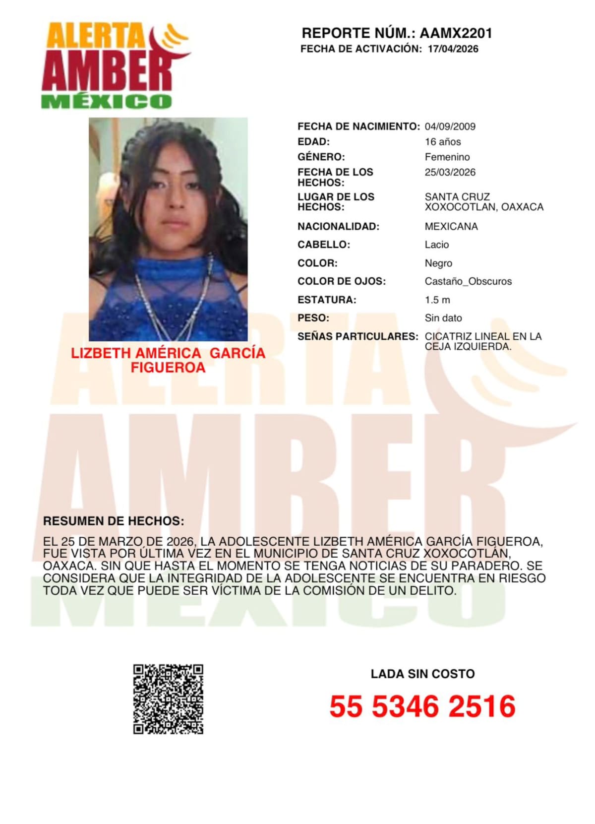 Fue visto por última vez el 25 de marzo de 2026.