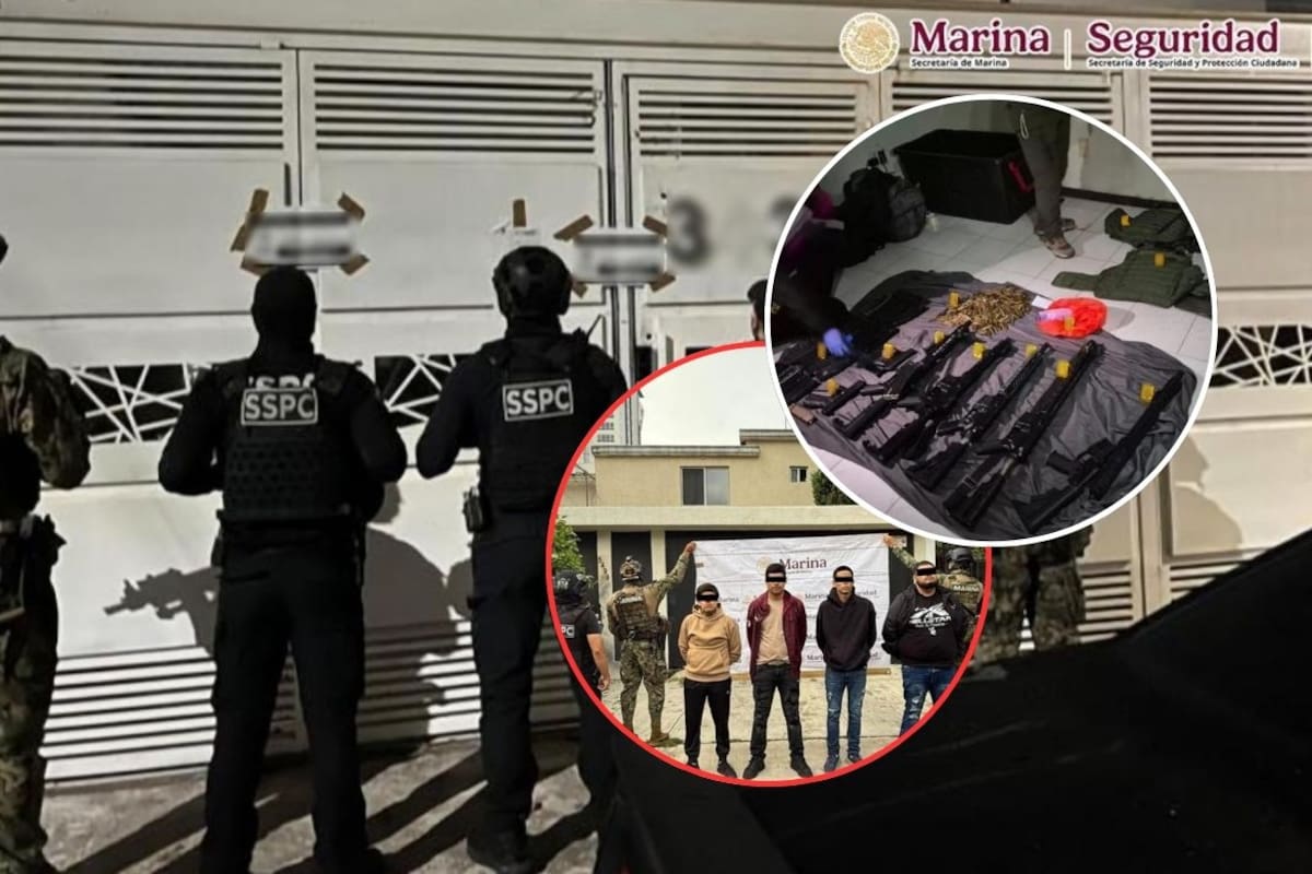 Autoridades federales catearon tres inmuebles en Zapopan, detuvieron a seis personas vinculadas a robos y extorsiones y aseguraron 13 armas de fuego y drogas sintéticas