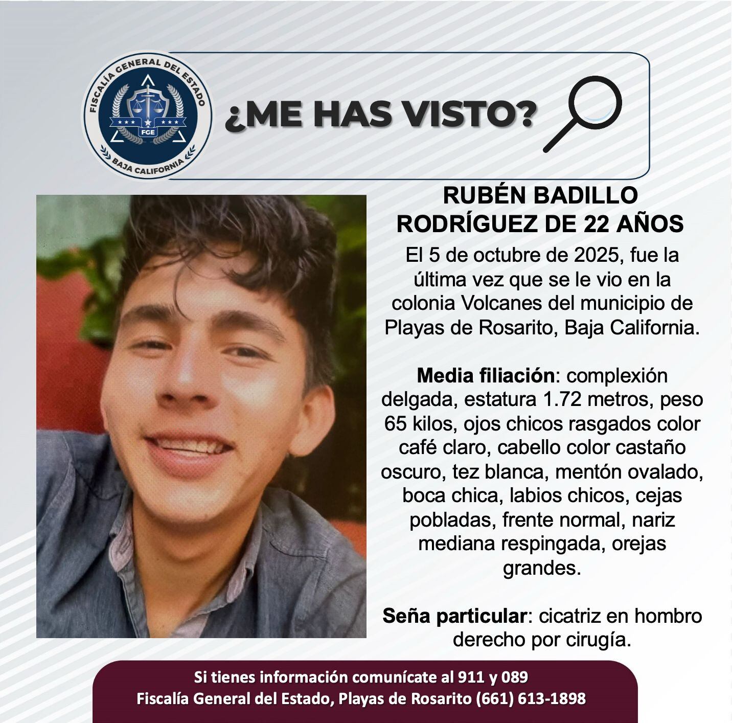 Fue visto por última vez el 5 de octubre de 2025.