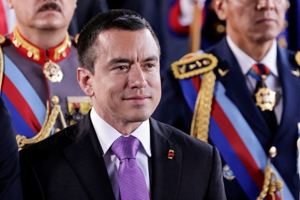 El presidente de Ecuador, Daniel Noboa, durante su investidura para un segundo mandato, en Quito. | Crédito: REUTERS/Karen Toro