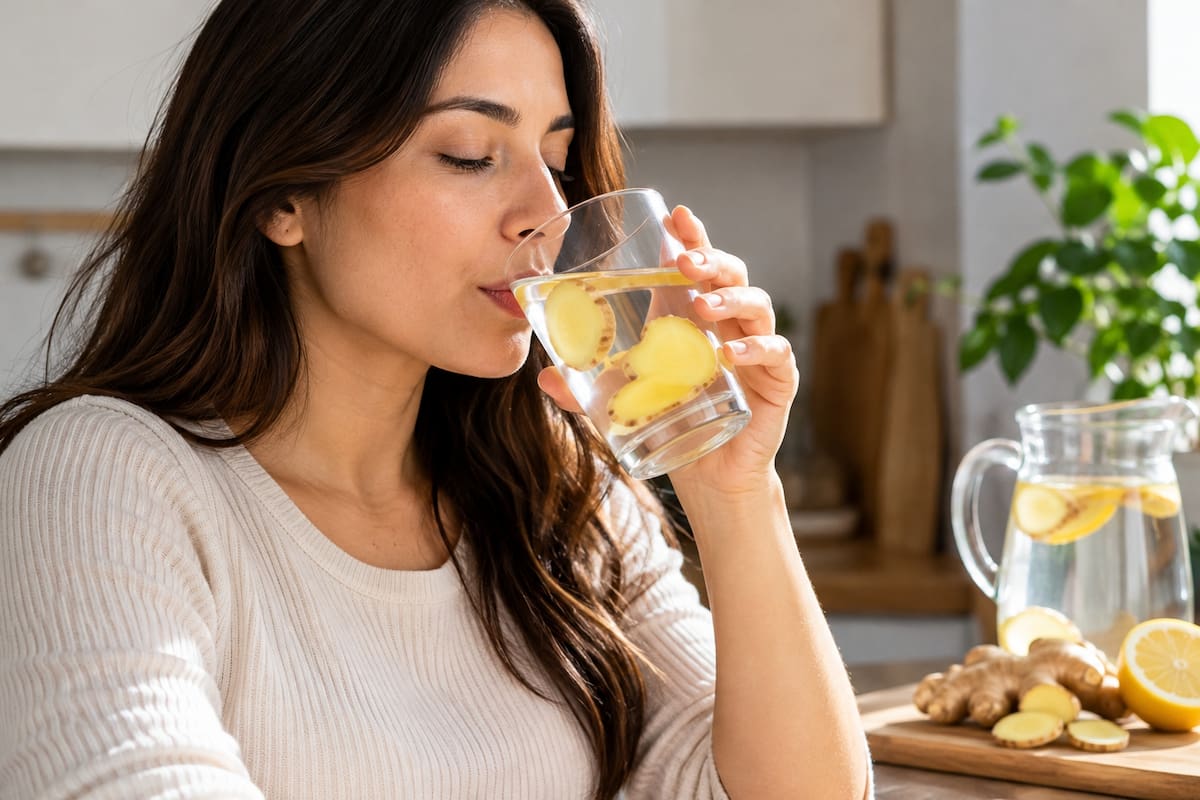 Para un adulto sano, utilizar unas pocas rodajas como ingrediente de una bebida puede formar parte de la alimentación habitual, siempre que no provoque molestias. | Crédito: Imagen hecha por IA de ChatGPT