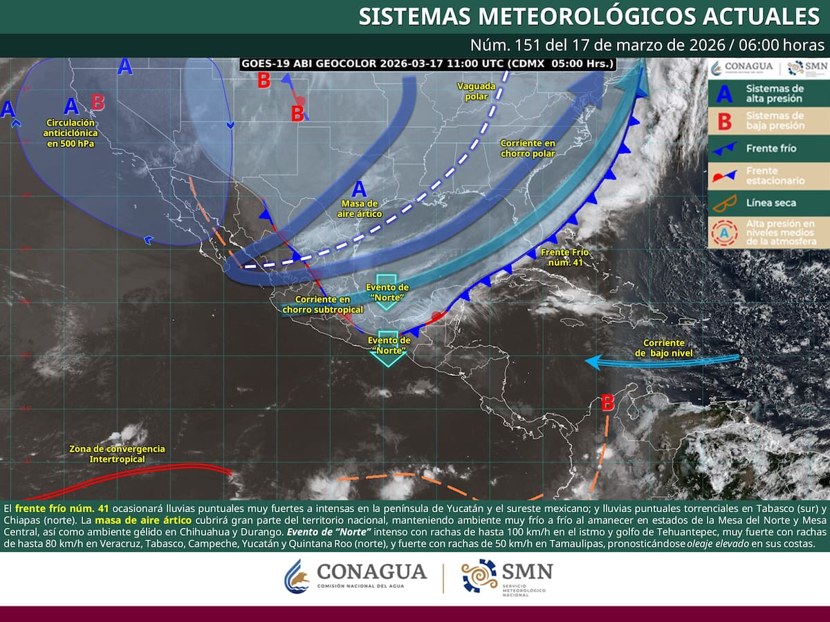 Clima hoy en México: alertan por lluvias torrenciales y evento de Norte intenso en estos estados