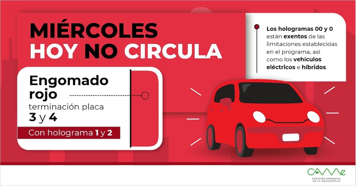 Hoy no circulan autos con engomado rojo.