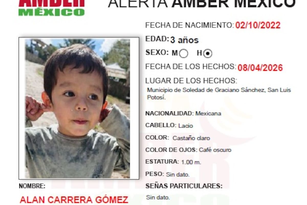 Activan alerta Amber por Alan Carrera Gómez de 3 años
