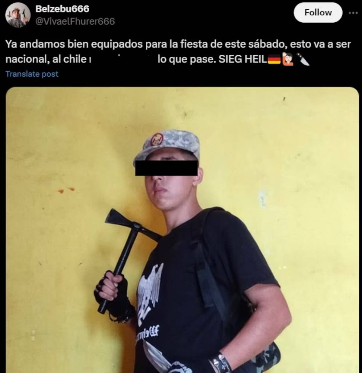 "Qué empiece el show”, escribió en redes sociales antes de realizar el ataque. Foto: Captura de Pantalla