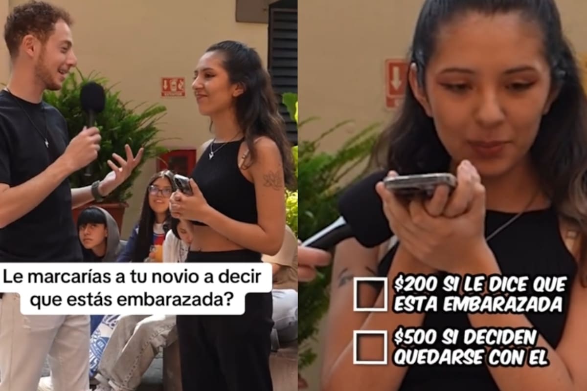 Influencer reta a una joven a decirle a su novio que está embarazada por 500 pesos, y su reacción enternece las redes