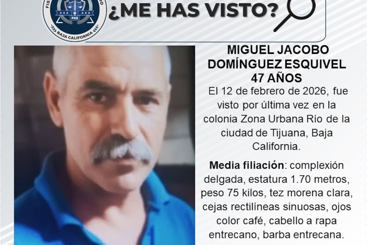 Se busca a Miguel Jacobo Domínguez Esquivel de 47 años