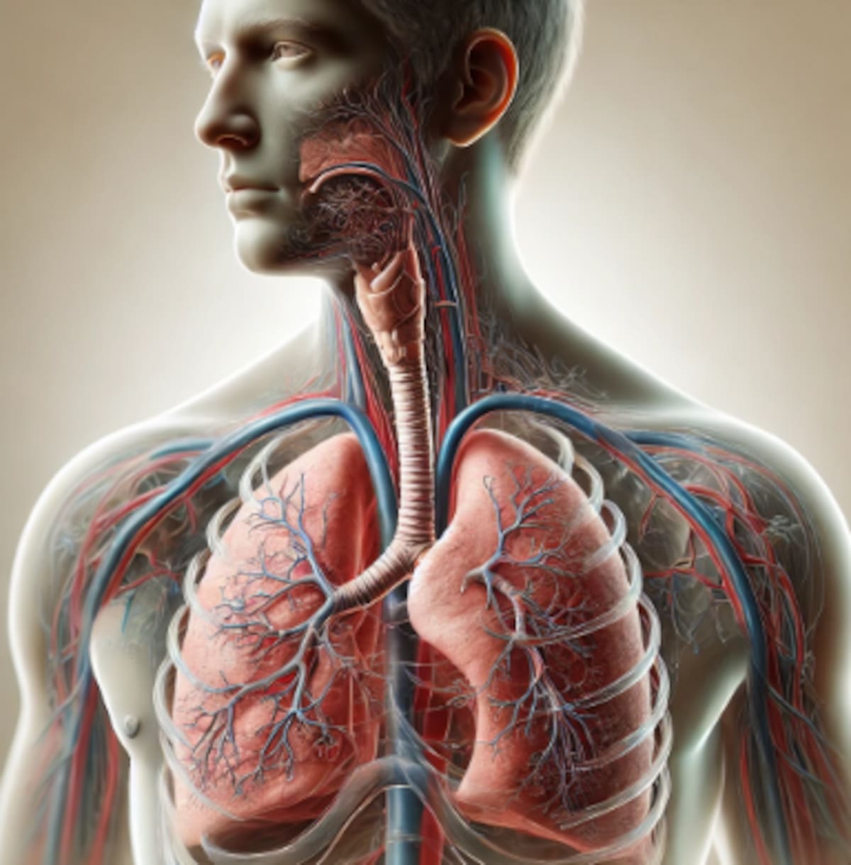 Imagen ilustrativa del sistema repiratorio generada con IA (Chatgpt).