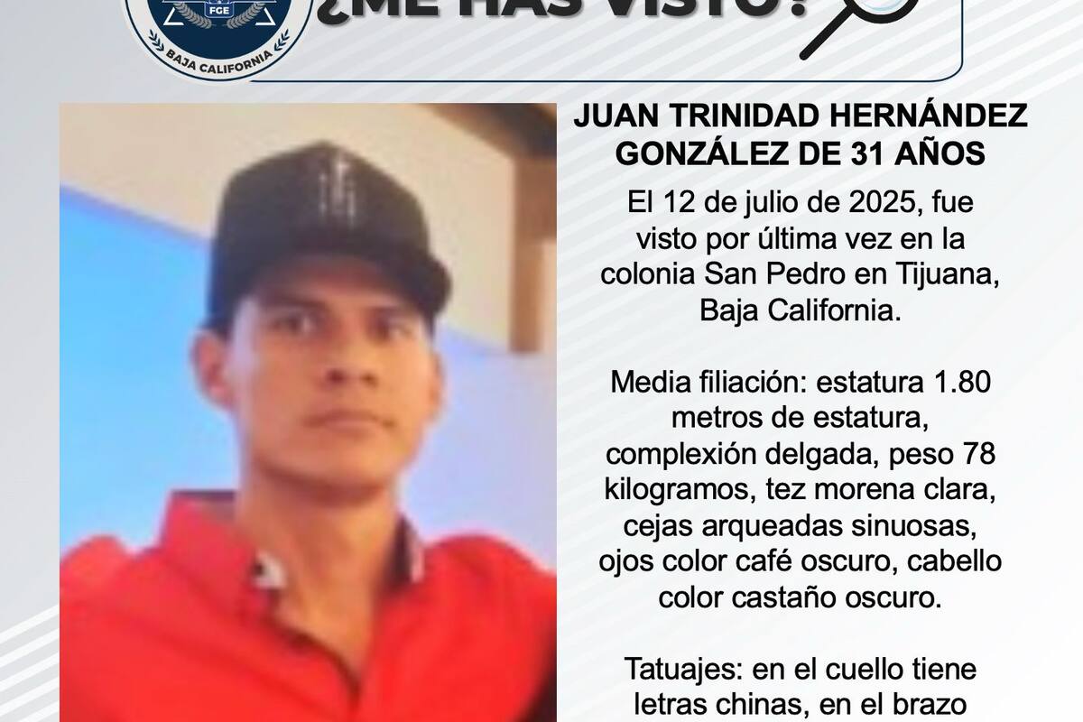 Se busca a Juan Trinidad Hernández González de 31 años