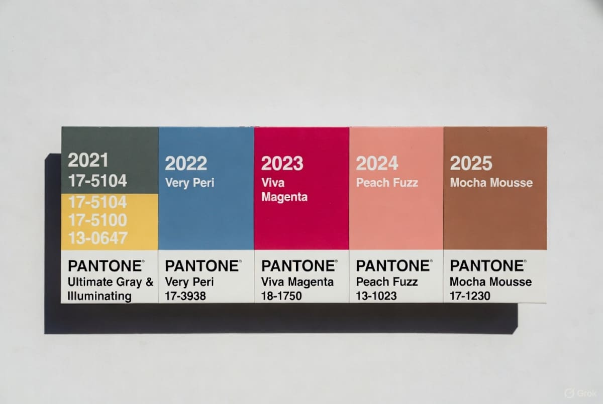 Los colores de los últimos 5 años de Pantone. ¿Qué esperar este 2026?