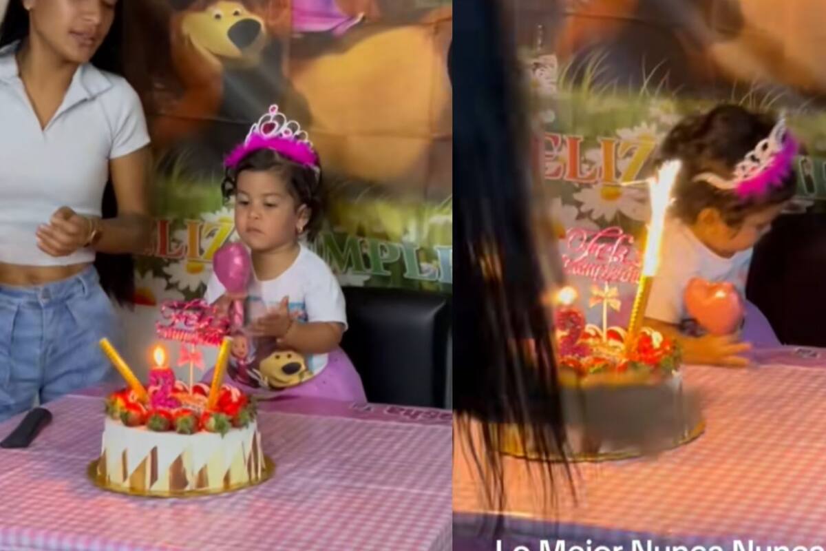 Niña se asusta por vela pirotécnica en su pastel de cumpleaños