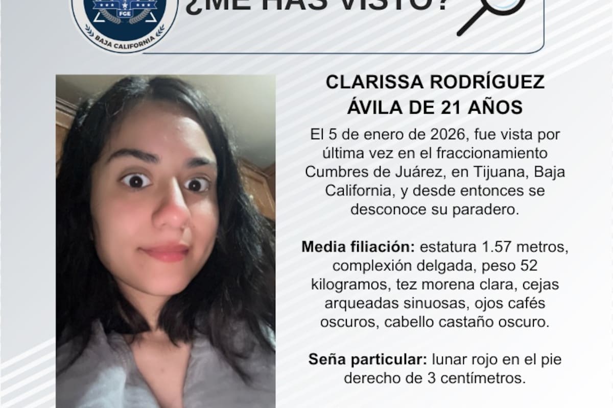 Se busca a Clarissa Rodríguez Ávila, de 21 años de edad.