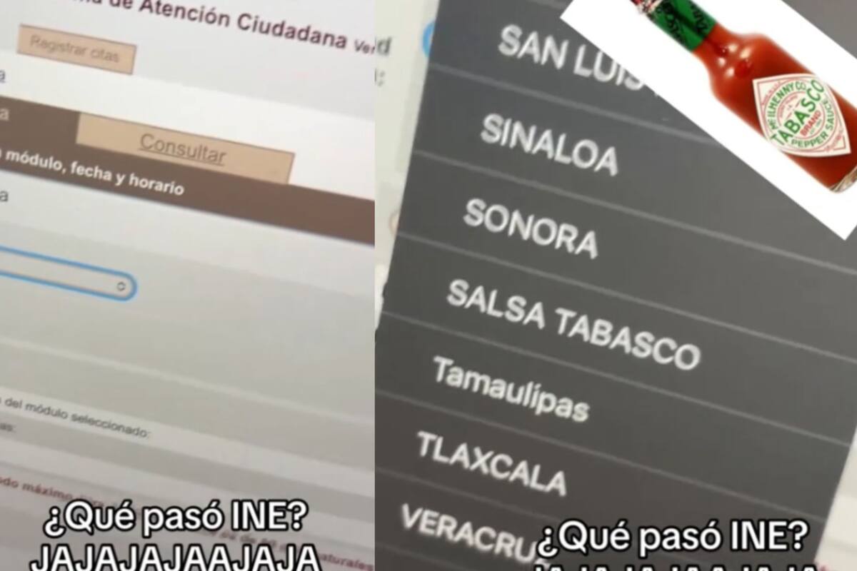 Mujer quiere sacar una cita para tramitar la INE por internet y se da cuenta de que su estado dice “Salsa Tabasco”