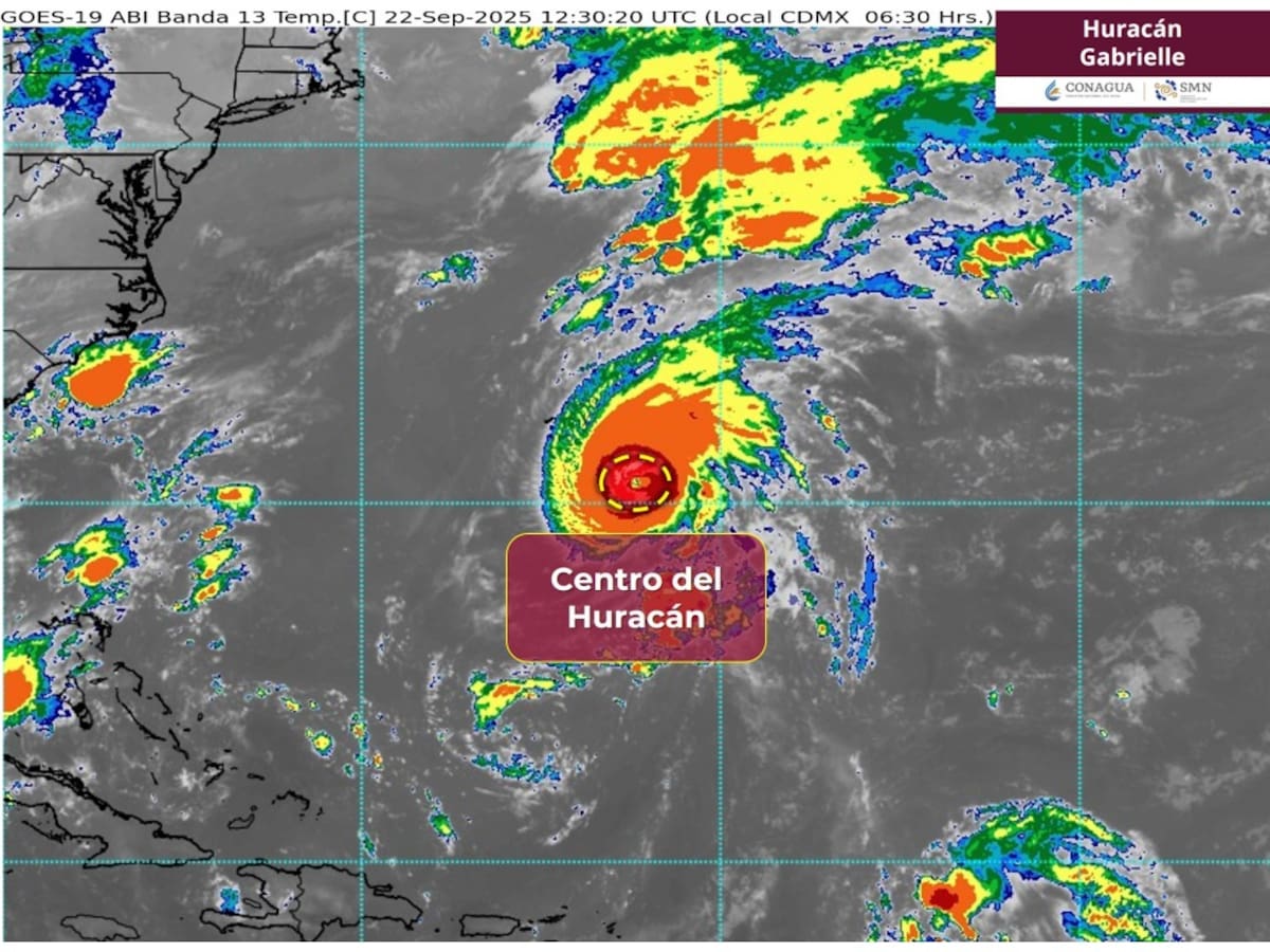 El huracán Gabrielle alcanzó la categoría 3 en el Atlántico central, con vientos de hasta 240 km/h. | Crédito: SMN