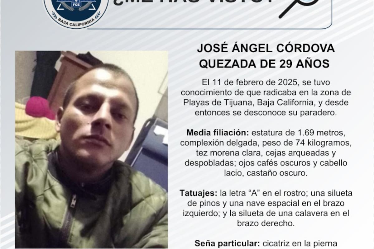 Se busca a José Ángel Córdova Quezada de 29 años de edad