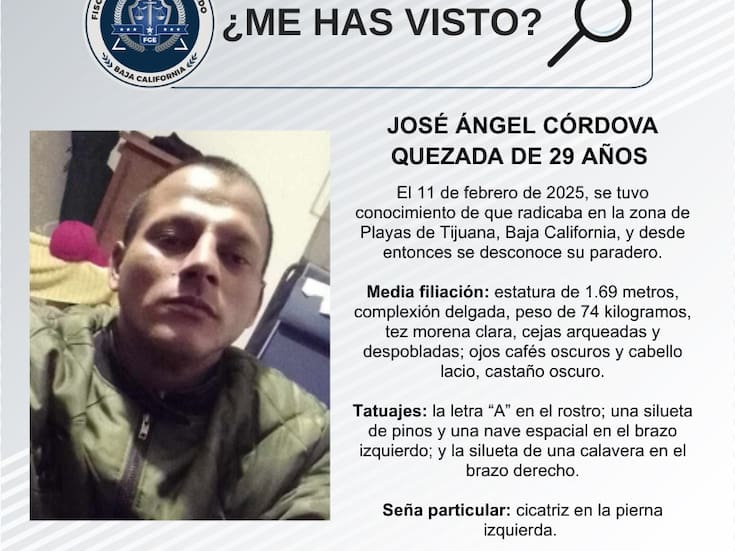 Se busca a José Ángel Córdova Quezada de 29 años de edad