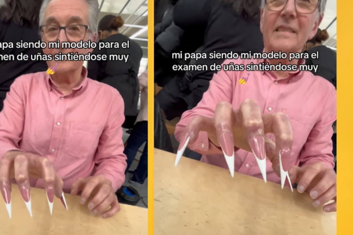 Joven usa a su padre como modelo para su examen de uñas y provoca risas en redes