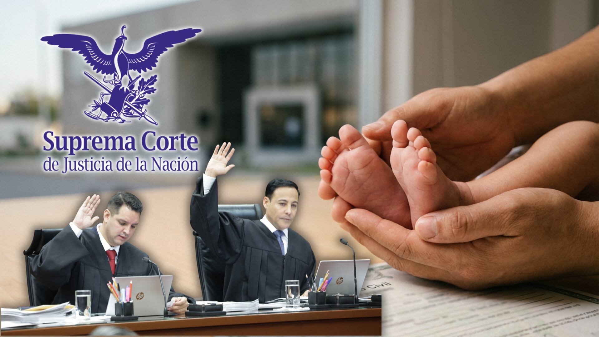La SCJN ordenó garantizar actas de nacimiento a bebés nacidos por gestación sustituta, aun sin regulación específica. (SCJN/Canva)