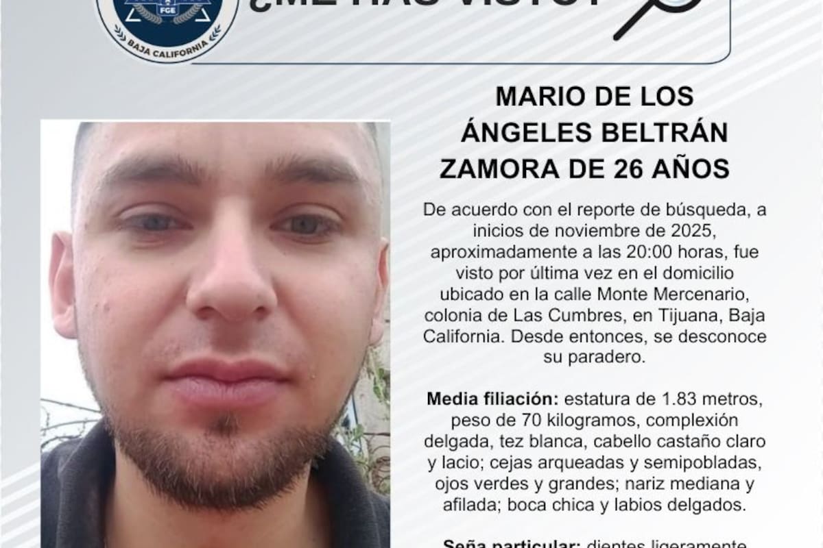 Se busca Mario de los Ángeles Beltrán Zamora de 26 años de edad