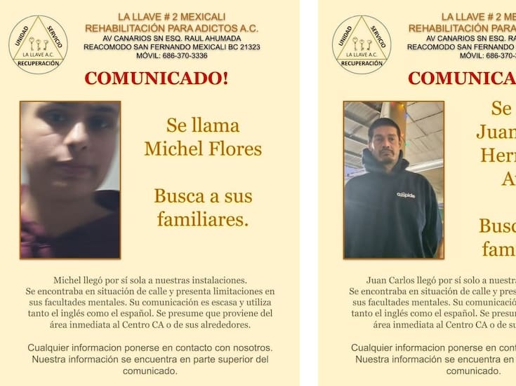 Llegaron solos a rehabilitación y ahora buscan a su familia, podrían ser de California