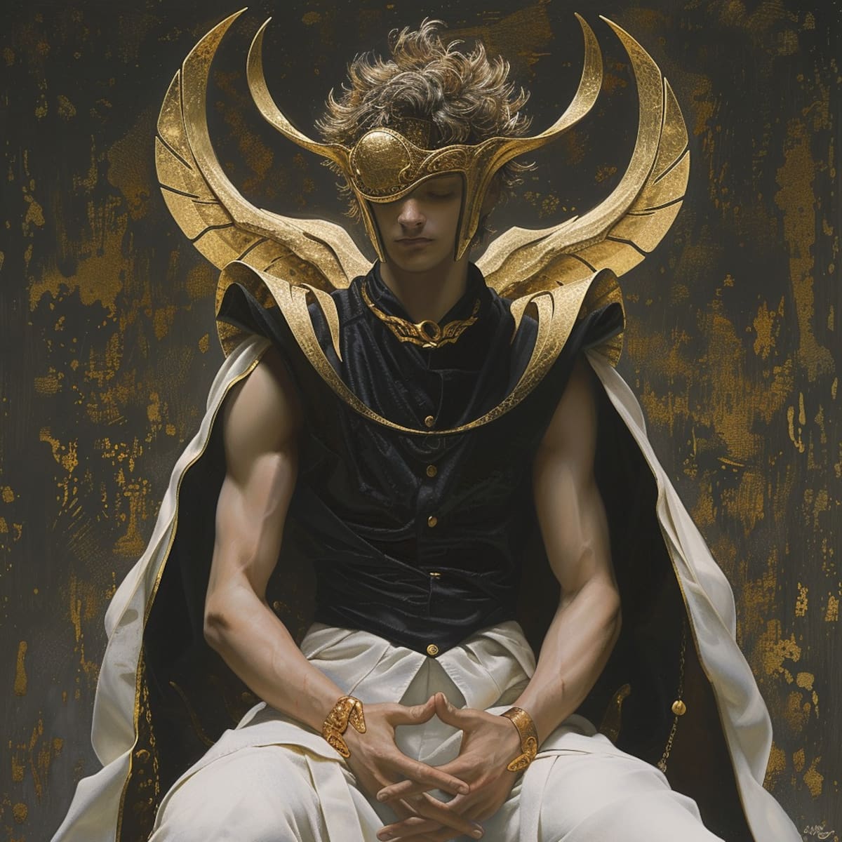 Explorando la paleta de colores, Hypnos muestra su versatilidad con cabello oscuro y café, añadiendo matices a su divinidad.