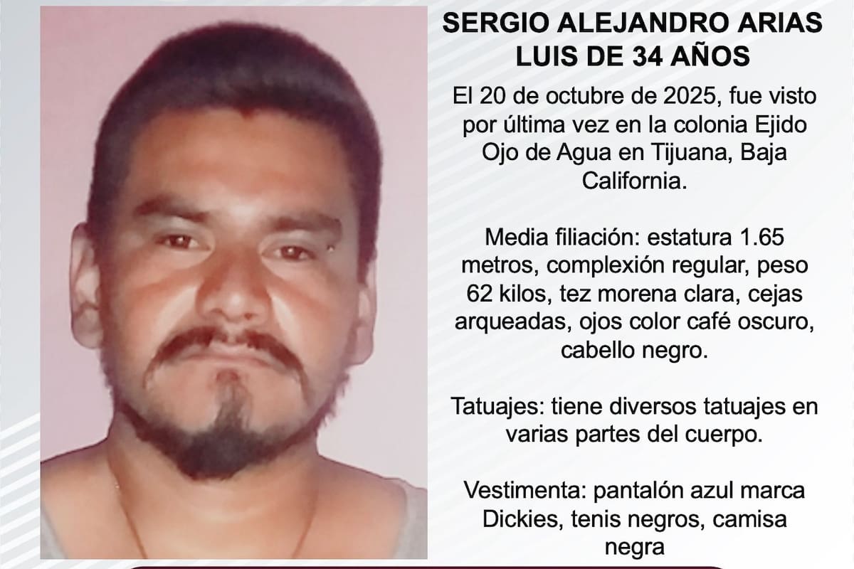 Se busca a Sergio Alejandro Arias Luis de 34 años de edad
