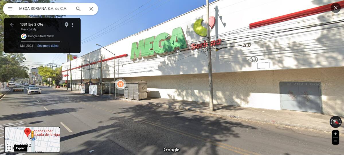 El supermercado más caro: Mega Soriana El Retoño, ubicado en Iztapalapa, Ciudad de México. Foto: Google Maps