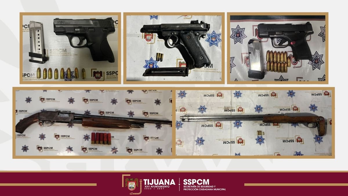 La SSPCM aseguró a cinco personas en distintos puntos de la ciudad, todas vinculadas a la posesión de armas de fuego. Foto: Cortesía