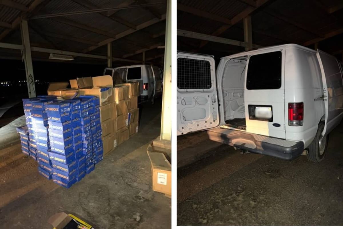 Patrulla Fronteriza intercepta camioneta con 558 pares de tenis robados del tren