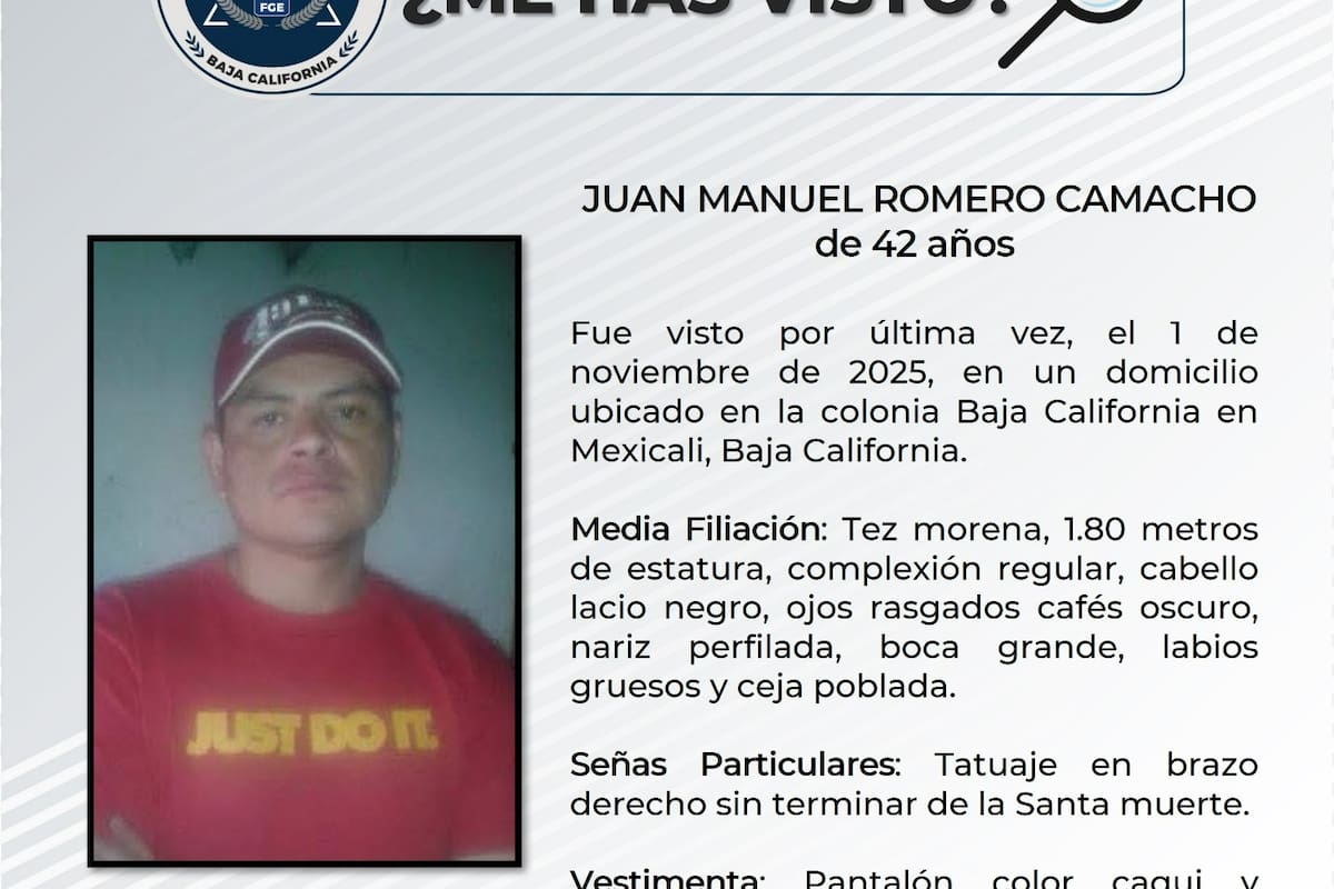 Se solicita ayuda para localizar a Juan Manuel Romero Camacho