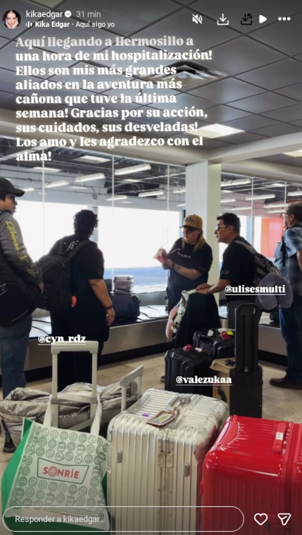 Kika Edgar comparte mensaje de agradecimiento desde Hermosillo tras cirugía de emergencia por apendicitis | captura de pantalla