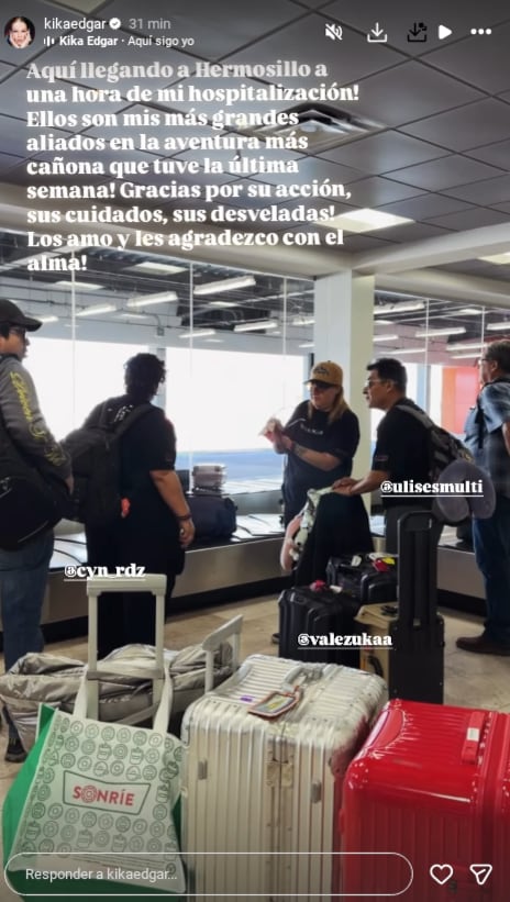 Kika Edgar comparte mensaje de agradecimiento desde Hermosillo tras cirugía de emergencia por apendicitis | captura de pantalla