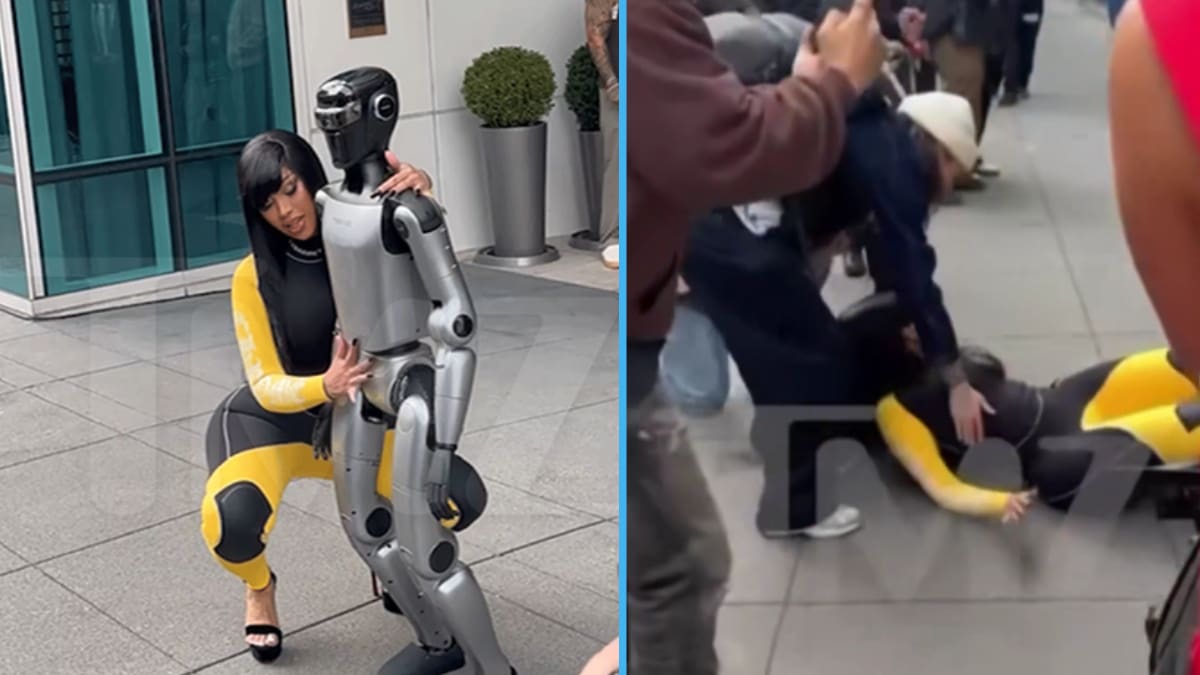 Cardi B cae al suelo tras bailarle a robot (VIDEO)