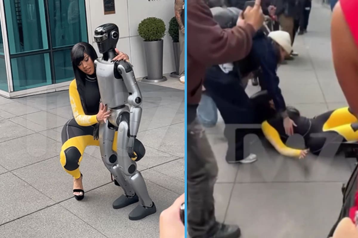 Cardi B cae al suelo tras bailarle a robot (VIDEO)