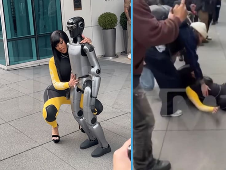 Cardi B cae al suelo tras bailarle a robot (VIDEO)