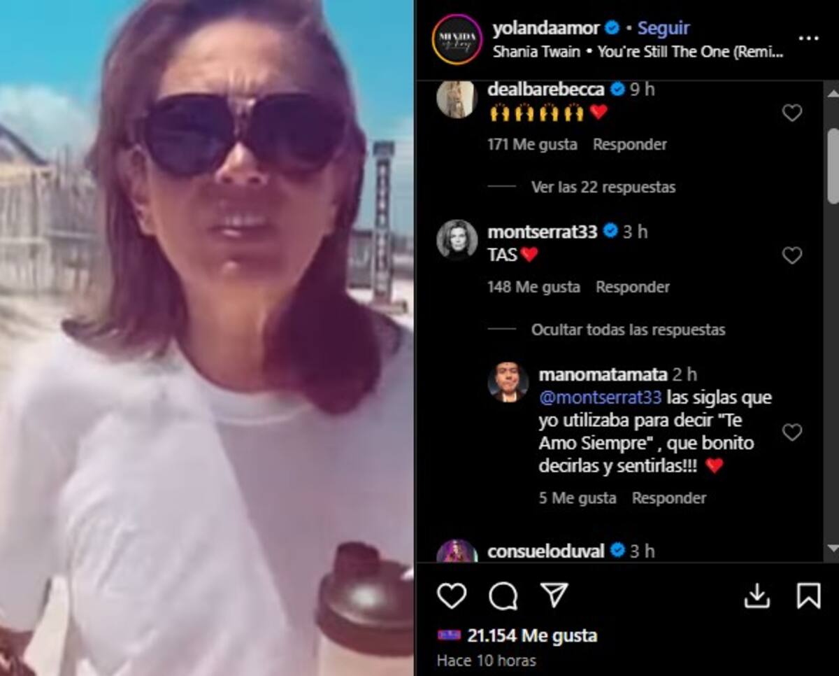 Montserrat Oliver comentó en la publicación de Yolanda Andrade / Instagram @yolandaamor